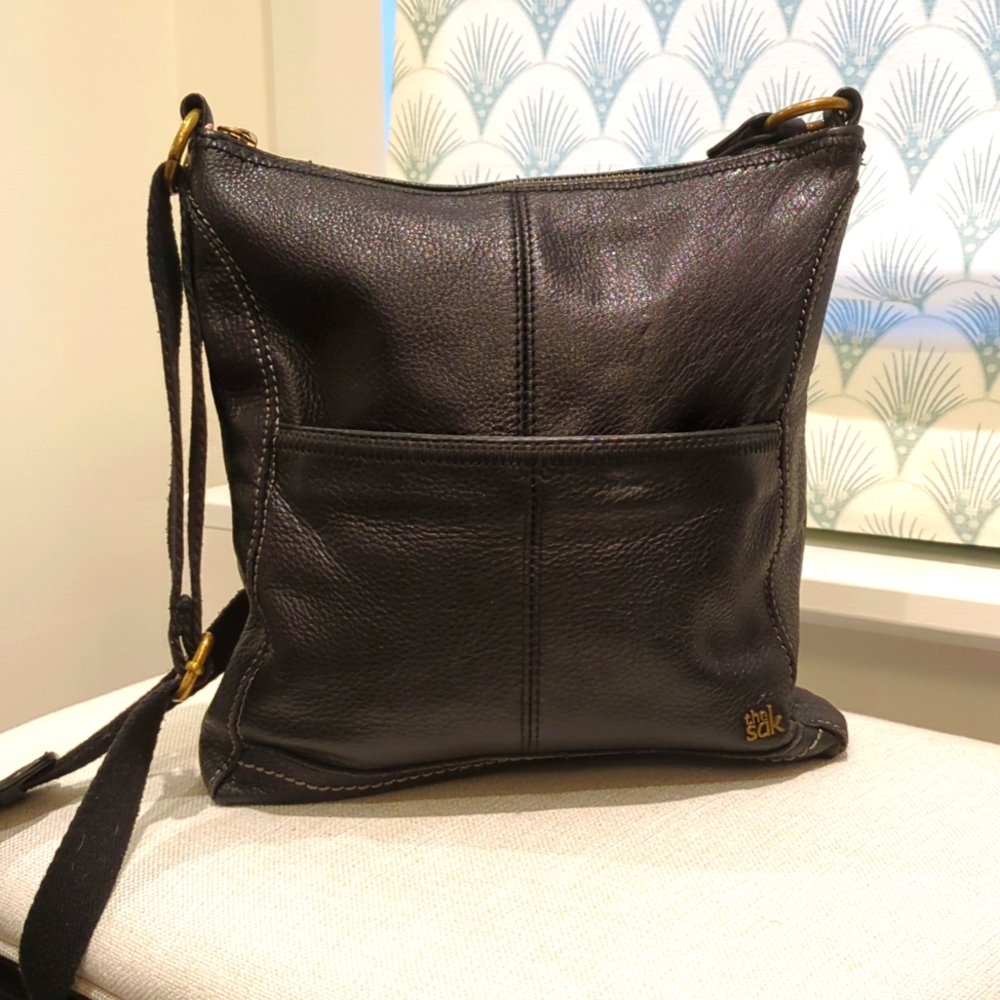 The Sak Black Leather Crossbody Bag Purse